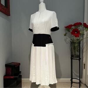 New Dear Drew Pleated Elizabeth Street Drop Waist Charmer Midi Dress Sz S NWT